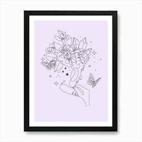 Flower Drawing line art 1 Art Print