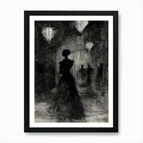 Woman In A Nightclub Art Print