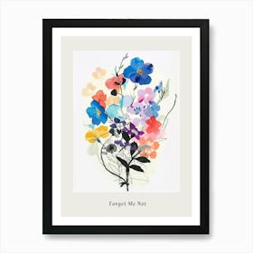 Forget Me Not 1 Collage Flower Bouquet Poster Art Print