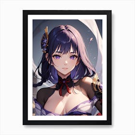 Anime Girl With Purple Hair 1 Art Print