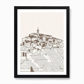 Dubrovnik Old Town 2 Croatia Boho Landmark Illustration Art Print