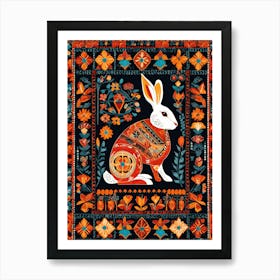 Rabbit In A Rug, Quilting Art, 1454 Art Print