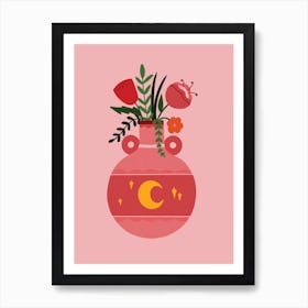 Celestial Moon Vase Art Print