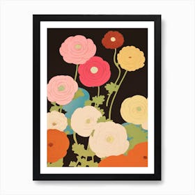 Ranunculus Flower Big Bold Illustration 1 Art Print