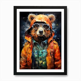 Bear With Glasses animal art Art Print