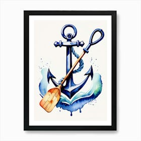 Anchor, Paddle and Rope watercolor painting 1 Art Print