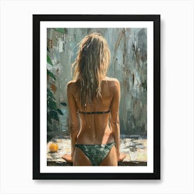 Back View Of Woman In Bikini Art Print