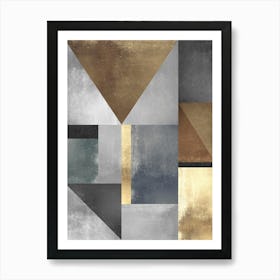 Gold and metal geometry 11 Art Print