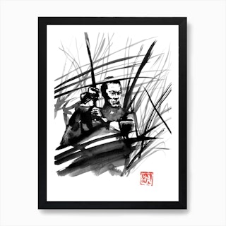 Samurai In The Field Art Print
