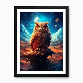 Owl In The Night Sky 1 Art Print