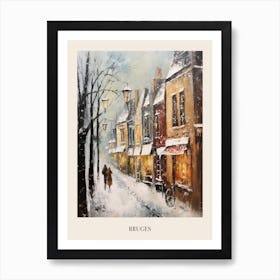 Vintage Winter Painting Poster Bruges Belgium 1 Art Print