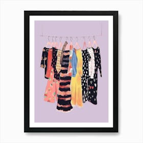 Illustration Of Clothes Hanging On A Line Art Print