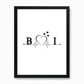 Personalized Couple Name Initial B And I Monogram Art Print