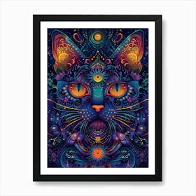Psychedelic Cat 9 Art Print