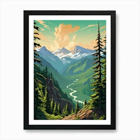 North Cascades National Park Retro Pop Art 9 Art Print