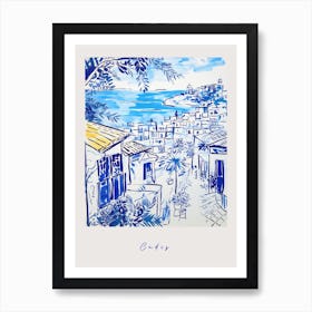 Cadiz Spain 3 Mediterranean Blue Drawing Poster Art Print