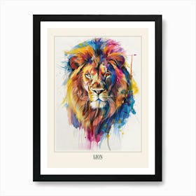 Lion Colourful Watercolour 2 Poster Art Print