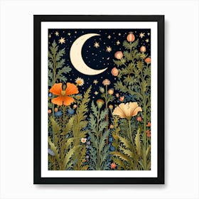 William Morris Moon And Flowers 8 Art Print