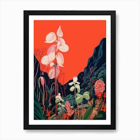 Boho Wildflower Painting Indian Pipe 3 Art Print