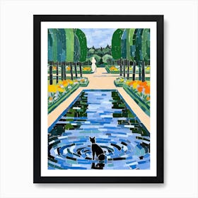 Versailles Gardens France, Cats Matisse Style 4 Art Print