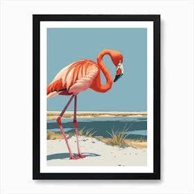 Greater Flamingo Walvis Bay Erongo Namibia Tropical Illustration 2 Art Print