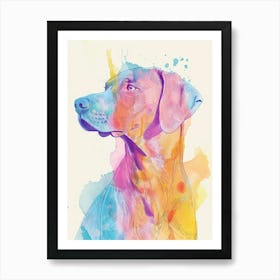 Weimaraner Dog Pastel Line Watercolour Illustration 2 Art Print