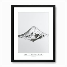 Mount Kilimanjaro Tanzania Line Drawing 4 Poster Art Print