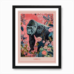 Floral Animal Painting Gorilla 1 Poster Art Print