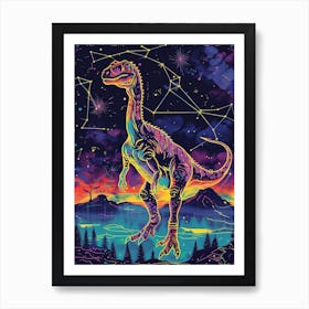 Cyber Celestial Neon Dinosaur 2 Art Print