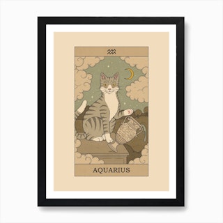 Aquarius Cat Art Print