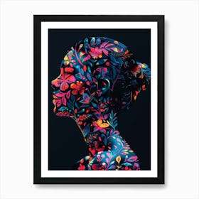 Portrait Of A Woman With Flowers 16 Art Print