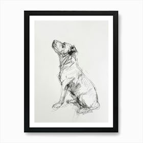 Minimalist Dog Charcoal Line Art Print