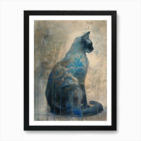 Cat In Blue Art Print