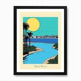 Poster Of Minimal Design Style Of Miami Beach, Usa 5 Art Print