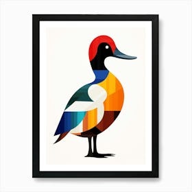 Colourful Geometric Bird Canvasback 1 Art Print