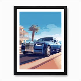 A Rolls Royce Phantom In French Riviera Car Illustration 2 Art Print