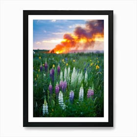 A Multitude Of Flowers Blossoming In The Center Their Petals Transitioning From Yellow To Pink To W (5) Art Print