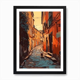 Painting Of Rome With A Cat Drawing 2 Art Print