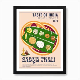 "Sadya Thali: A lavish South Indian vegetarian feast, rich in flavors and traditions, served on a banana leaf." Art Print