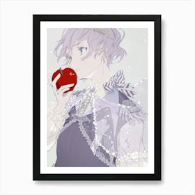 Girl With A Red Apple Art Print