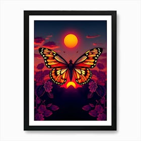 Butterfly At Sunset 1 Art Print