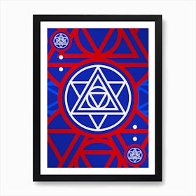 Geometric Abstract Glyph in White on Red and Blue Array n.0004 Art Print