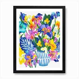 Iris Modern Colourful Flower Art Print