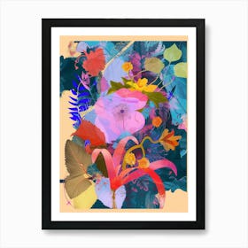 Coral Bells 4 Neon Flower Collage Art Print