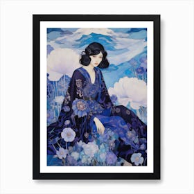 Asian Woman In Blue Art Print