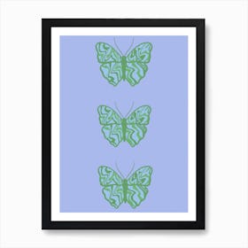 Lilac Butterfly x 3 Art Print