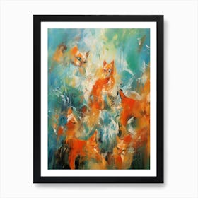 Foxes Abstract Expressionism 2 Art Print