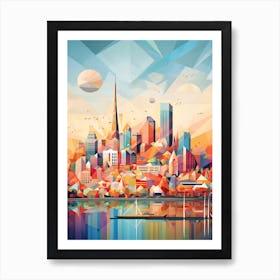 Melbourne, Australia, Geometric Illustration 3 Art Print