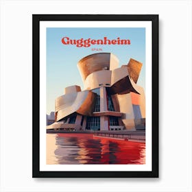 Guggenheim Museum Bilbao Spain Architecture Modern Travel Illustration Art Print