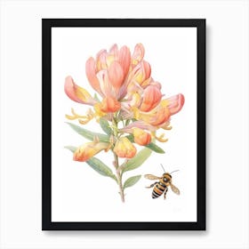 Beehive With Alstromeria Watercolour Illustration 4 Poster